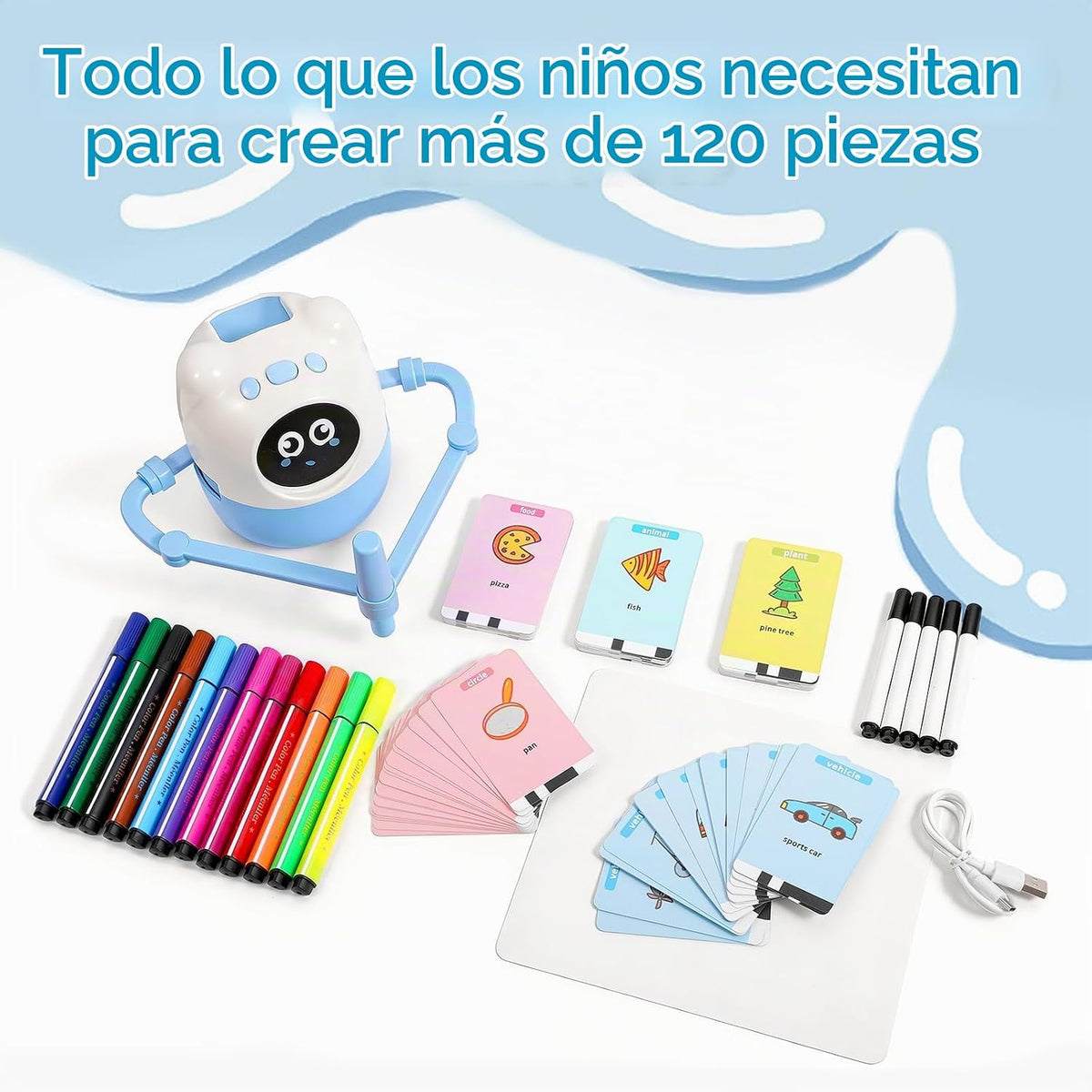 Robot de dibujo para niños, 150 tarjetas de juguete para edades de 3, 4, 5