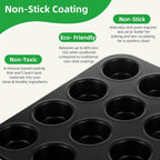 Set de 11 piezas de bandejas para hornear antiadherentes - Bakeware de acero al carbono de grado profesional con recubrimiento premium - apto para lavavajillas, apilable, apto para horno hasta 450°F (negro)