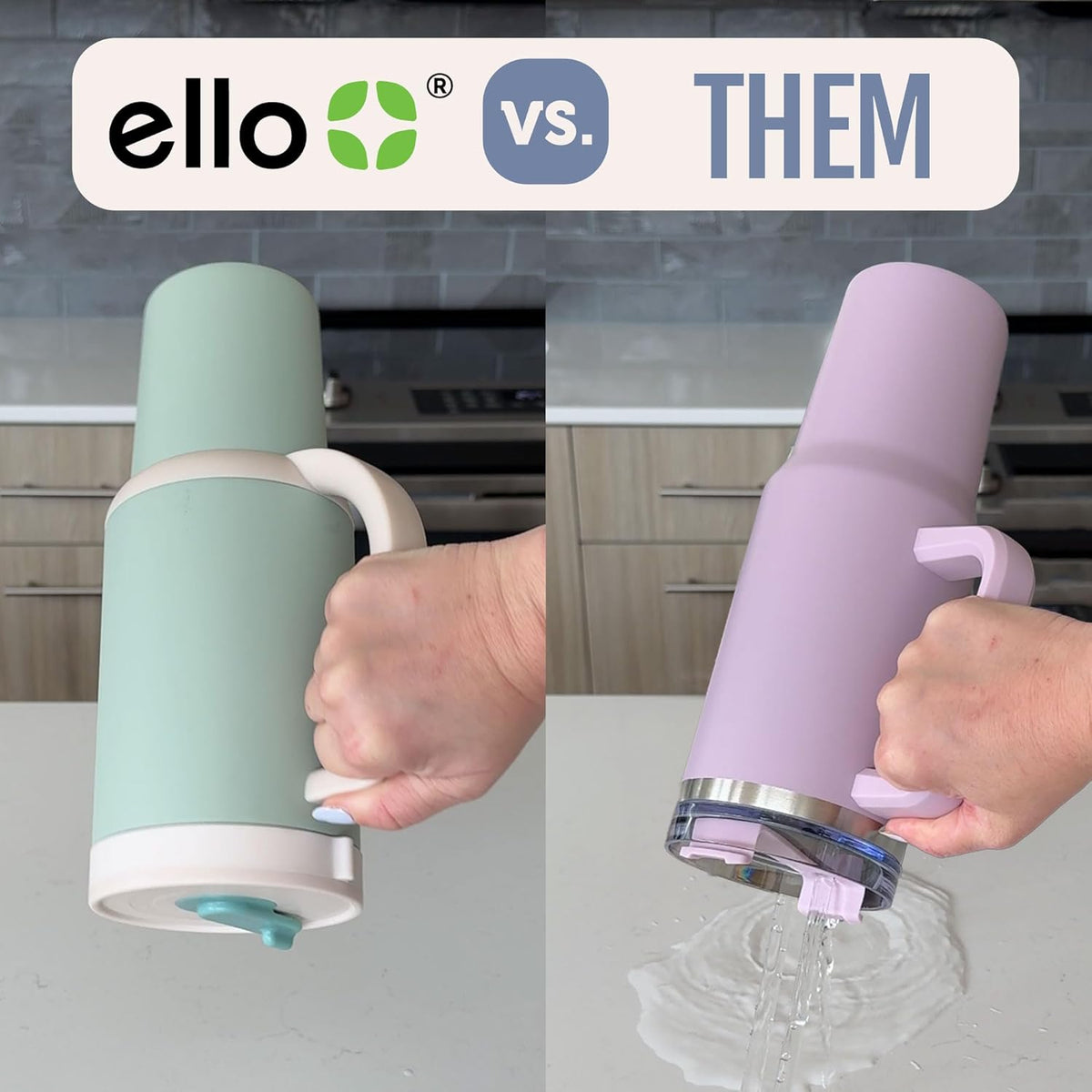 Ello Oasis - Vaso aislado de acero inoxidable de 30 onzas con pajilla
