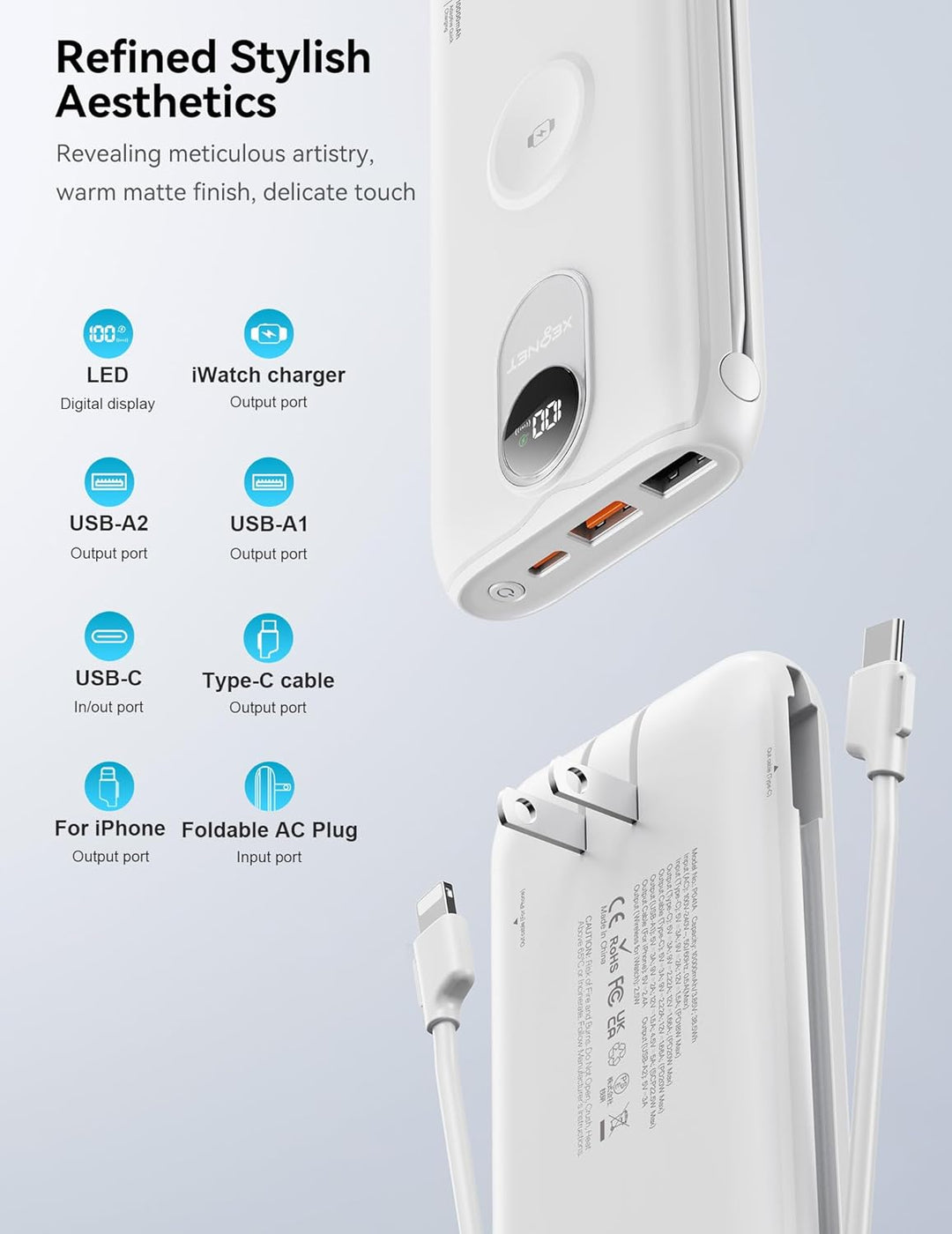 Portable Charger, 10000mAh 22.5W Power Bank Fast Charging with Buil...