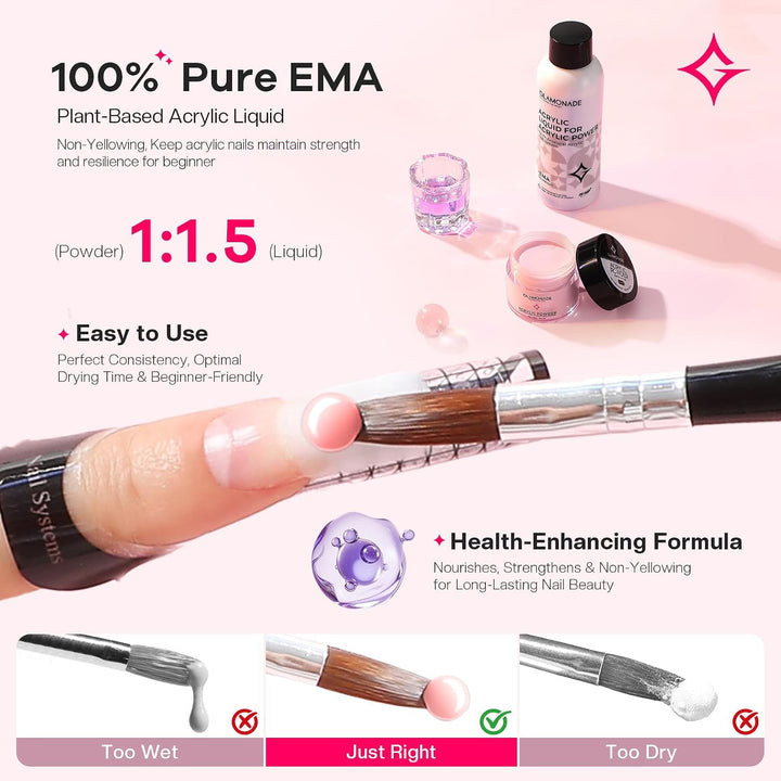 Glamonade Kit de uñas acrílicas para principiantes: juego de uñas p...