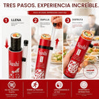 Tubo de sushi portátil, contenedor de sushi push-up, sin manos para comer sushi, soporte para rollo de sushi sobre la marcha con tubo de salsa para viajes, fiestas y comida para llevar (paquete