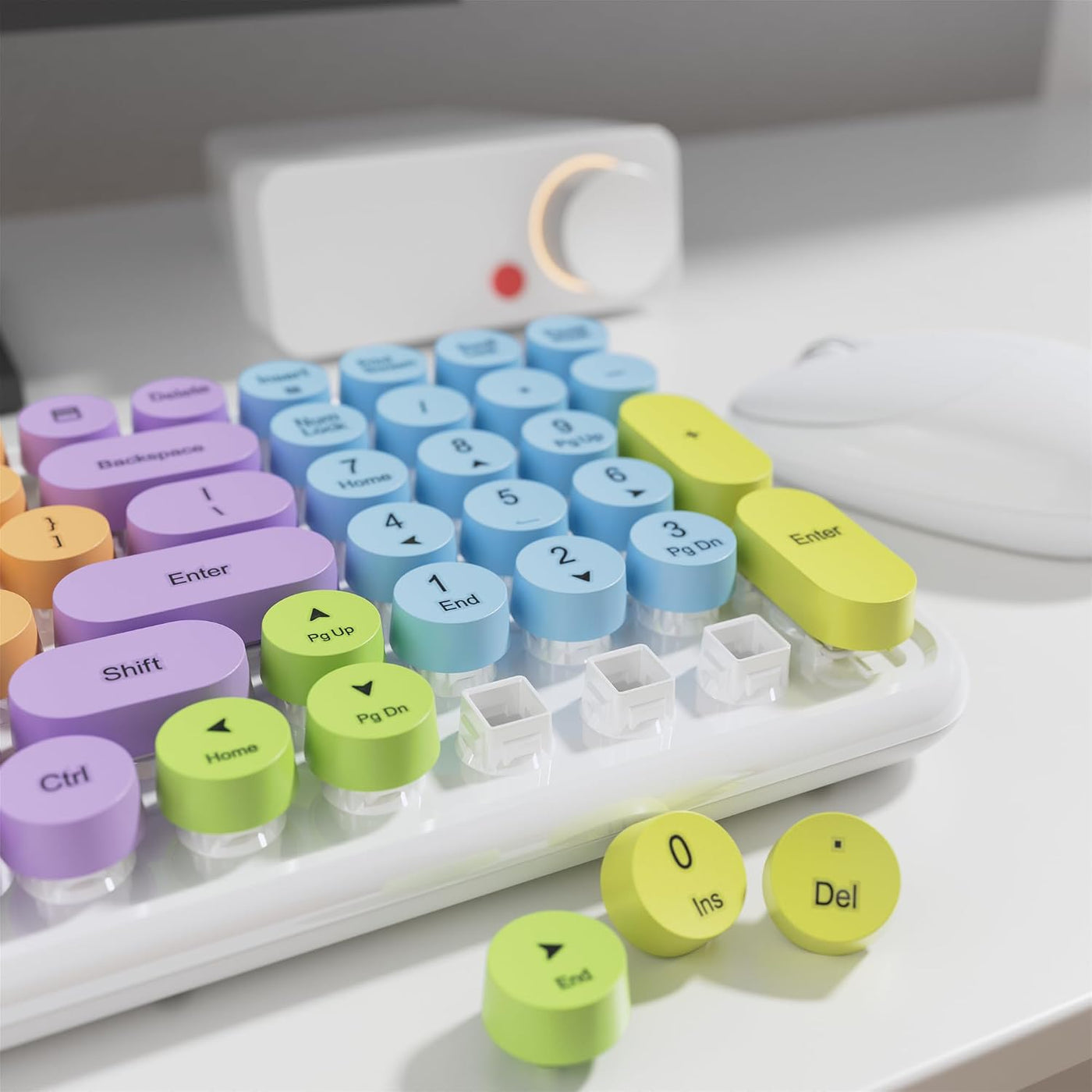 MPTOG Combo de teclado y mouse inalámbricos retro, teclas flotantes...