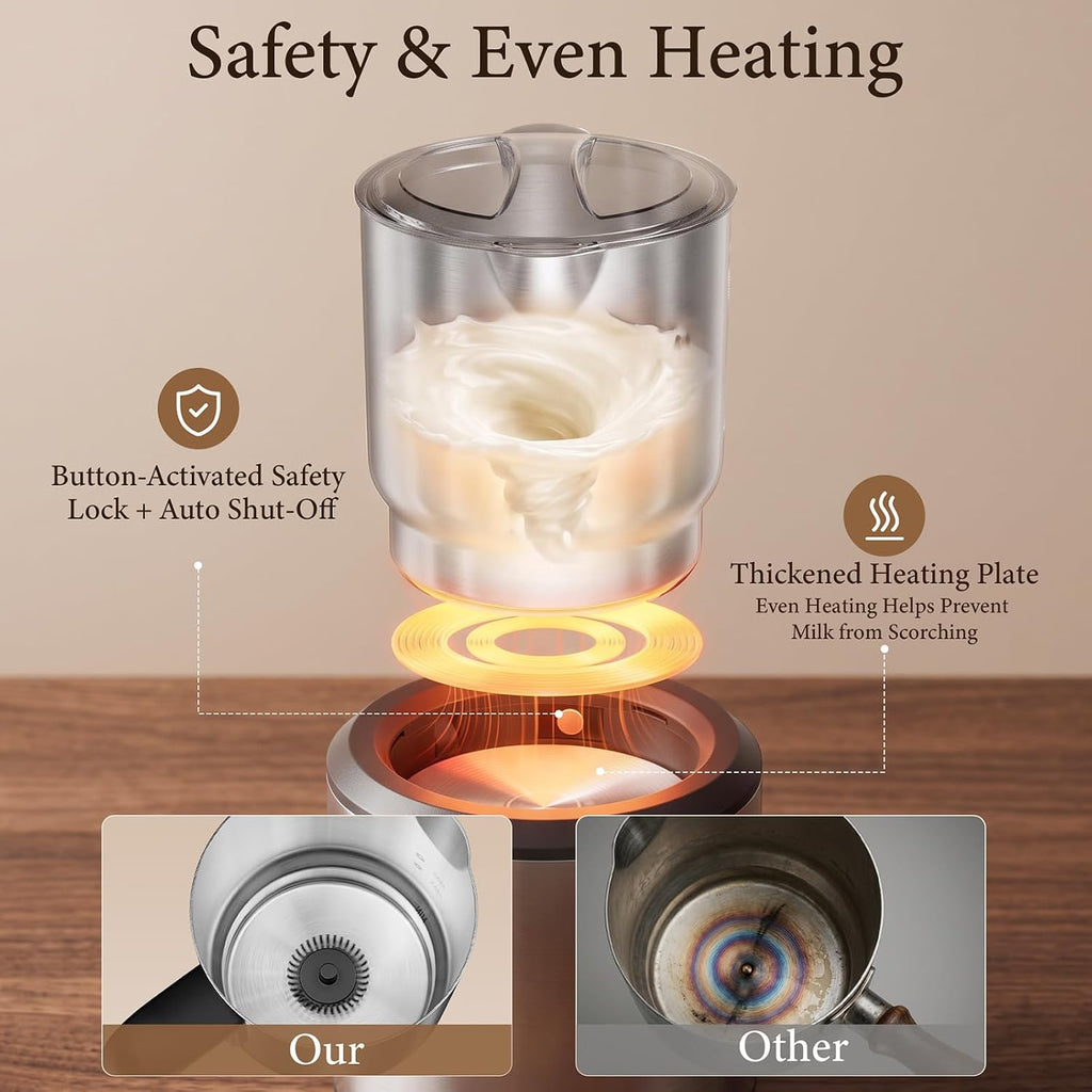 TOMEEM Espumador de leche eléctrico 4 en 1 y vaporizador para espuma fría y