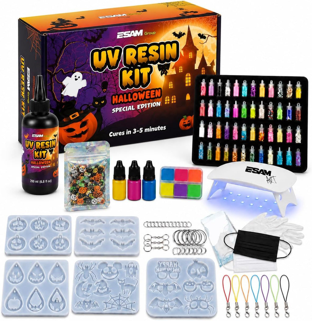 Lámpara ESAM Group Kit de joyería de resina UV de Halloween para niños