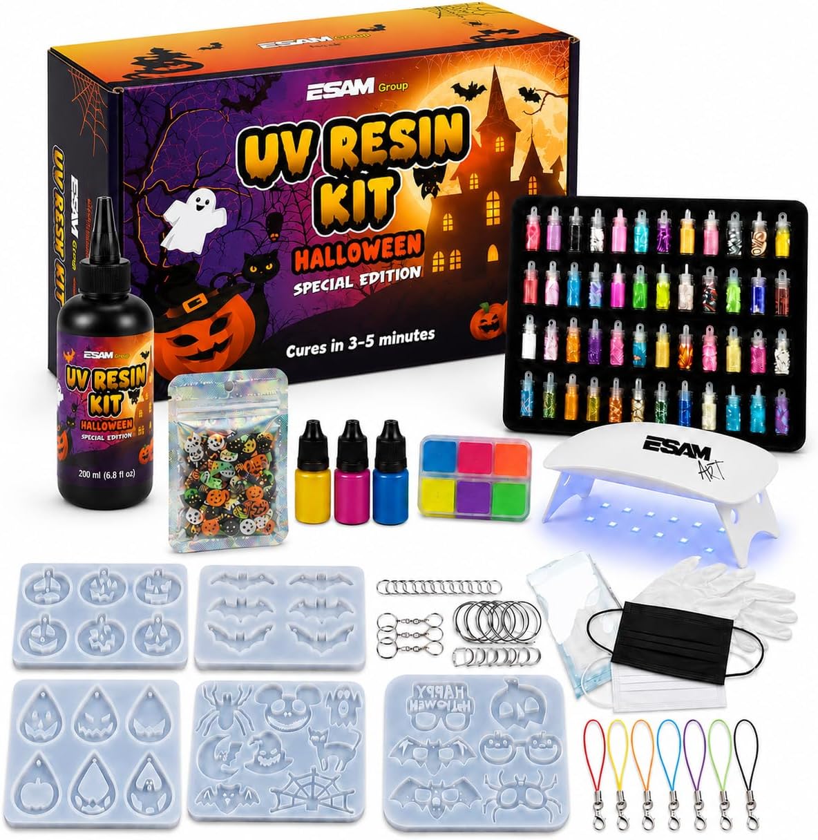 Lámpara ESAM Group Kit de joyería de resina UV de Halloween para niños