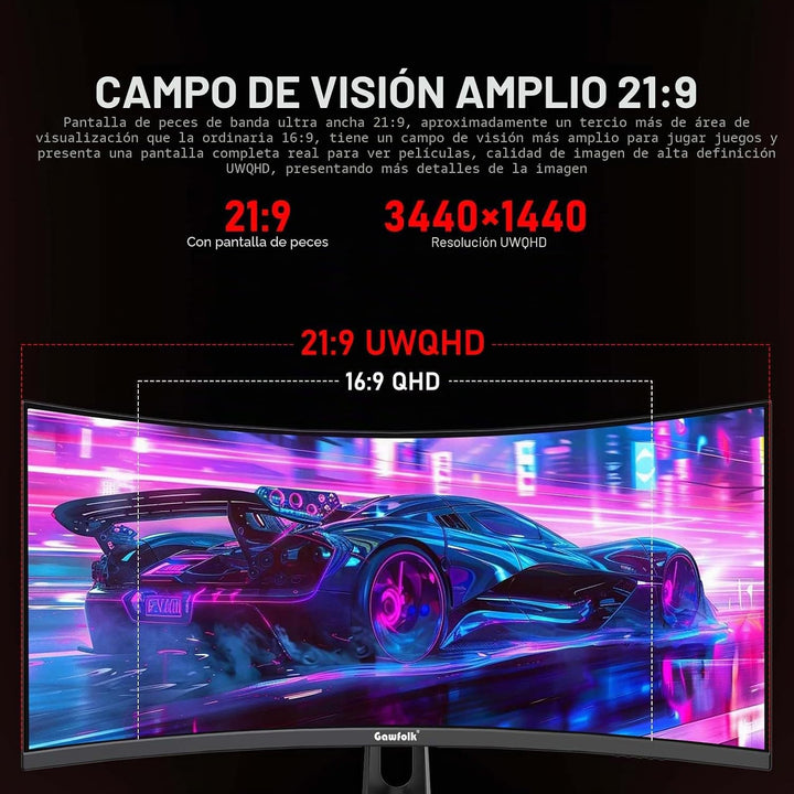Gawfolk Monitor de computadora para juegos de 34 pulgadas ultra anc...