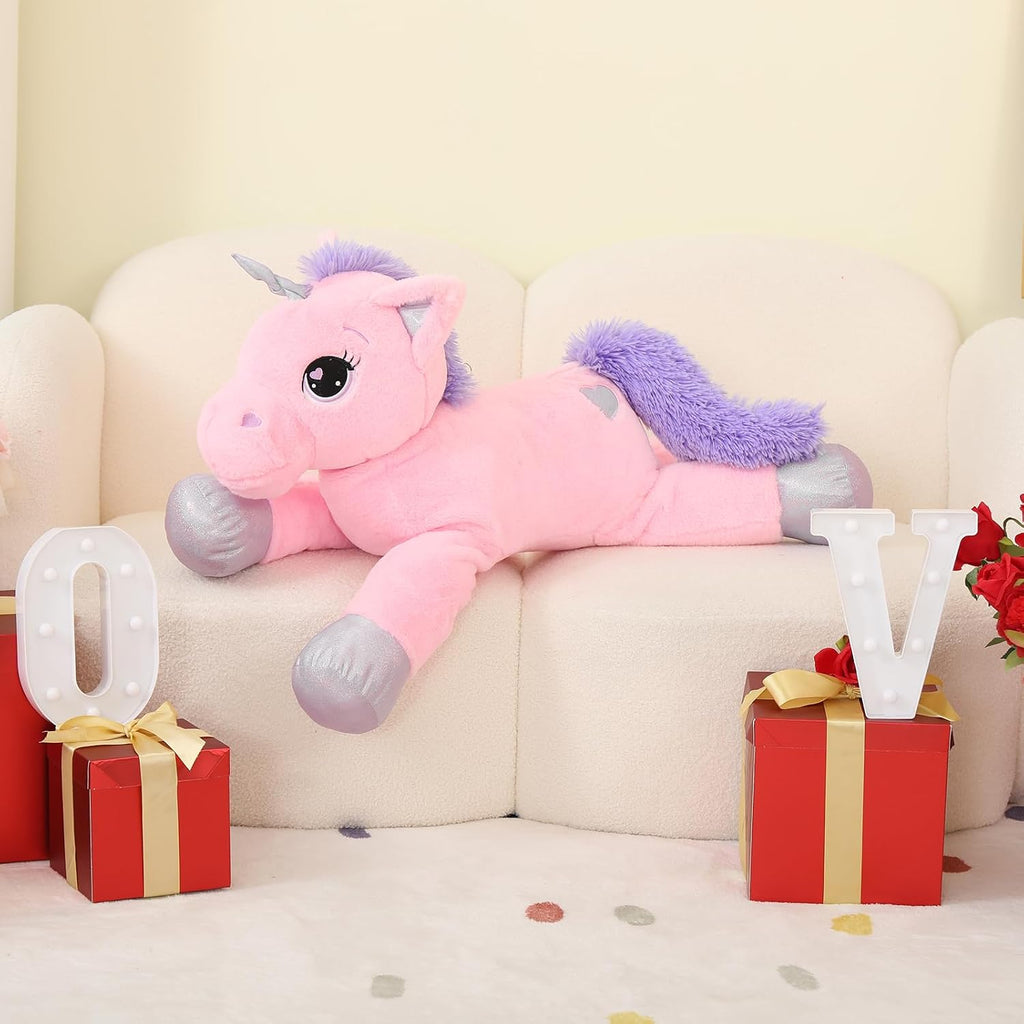 Almohada de peluche gigante de unicornio de 61 cm, almohada de peluche para abrazar unicorno para niñas, regalo para Navidad, cumpleaños o San Valentín