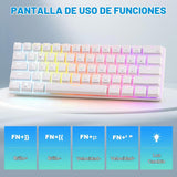 Gaozen Teclado mecánico 60% con cable para juegos, retroiluminado R...