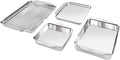 All-Clad Juego de 5 sartenes de acero inoxidable para hornear consistente, incluye bandejas cuadradas y rectangulares, bandejas para hornear y estante de enfriamiento, utensilios profesionales de