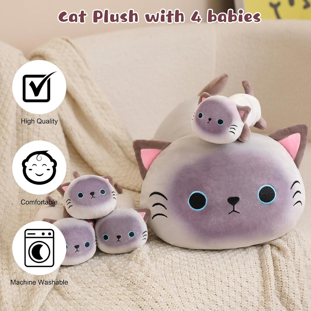 TOYSYM - Almohada de gata siamesa, adorable almohada de peluche de...