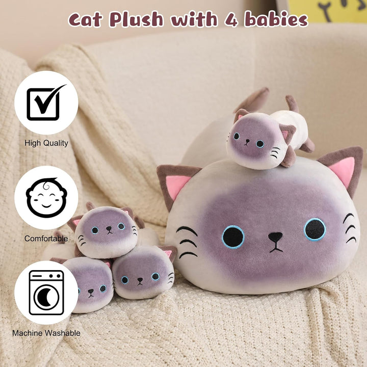 TOYSYM - Almohada de gata siamesa, adorable almohada de peluche de...