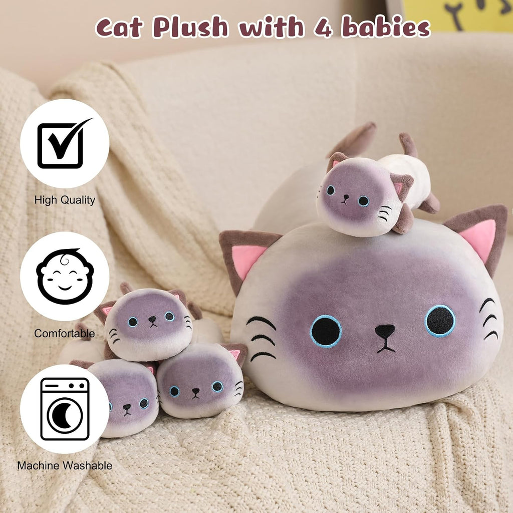 TOYSYM - Almohada de gata siamesa, adorable almohada de peluche de...