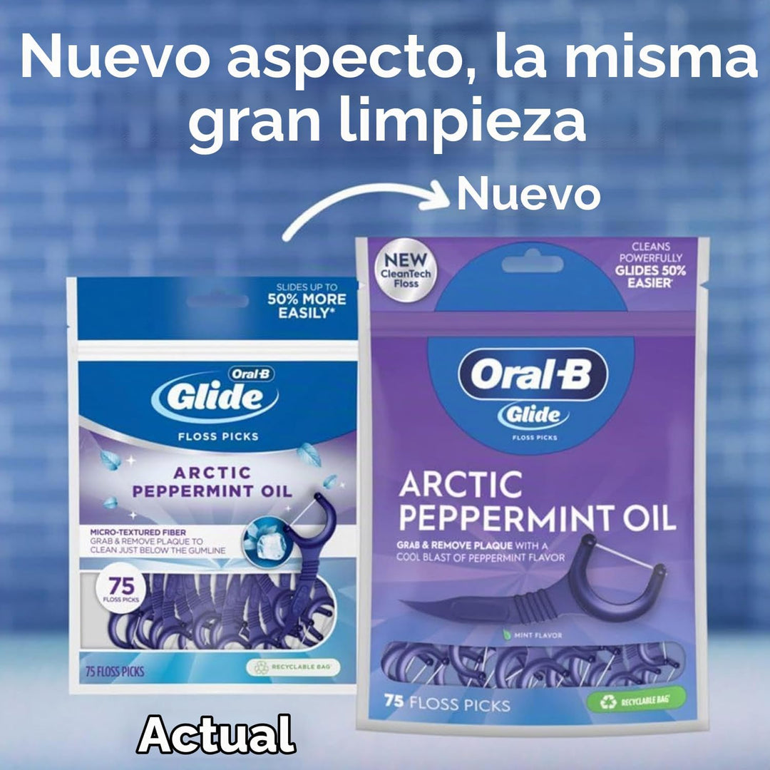 Oral-B Glide 3D White Floss Picks Radiant Mint, 75 u. (paquete de 6)