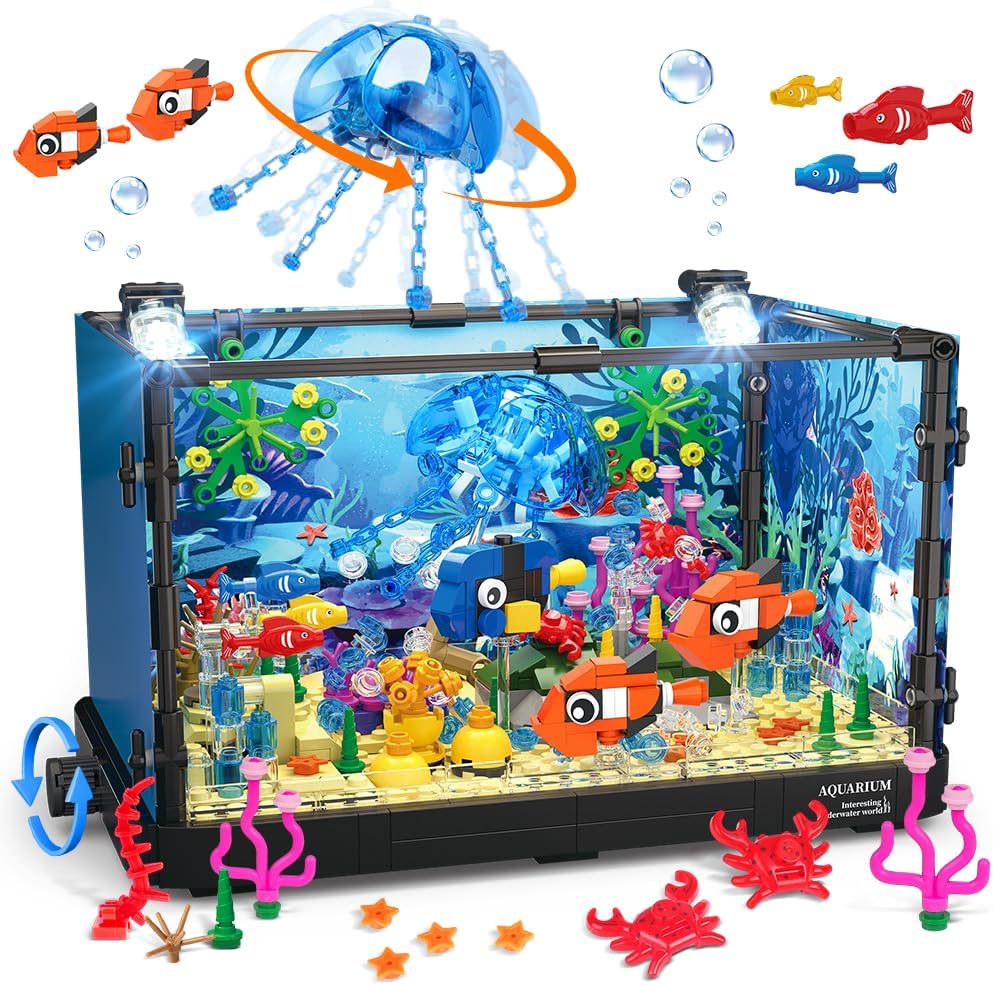 HOGOKIDS Juego de construcción de pecera con luz LED