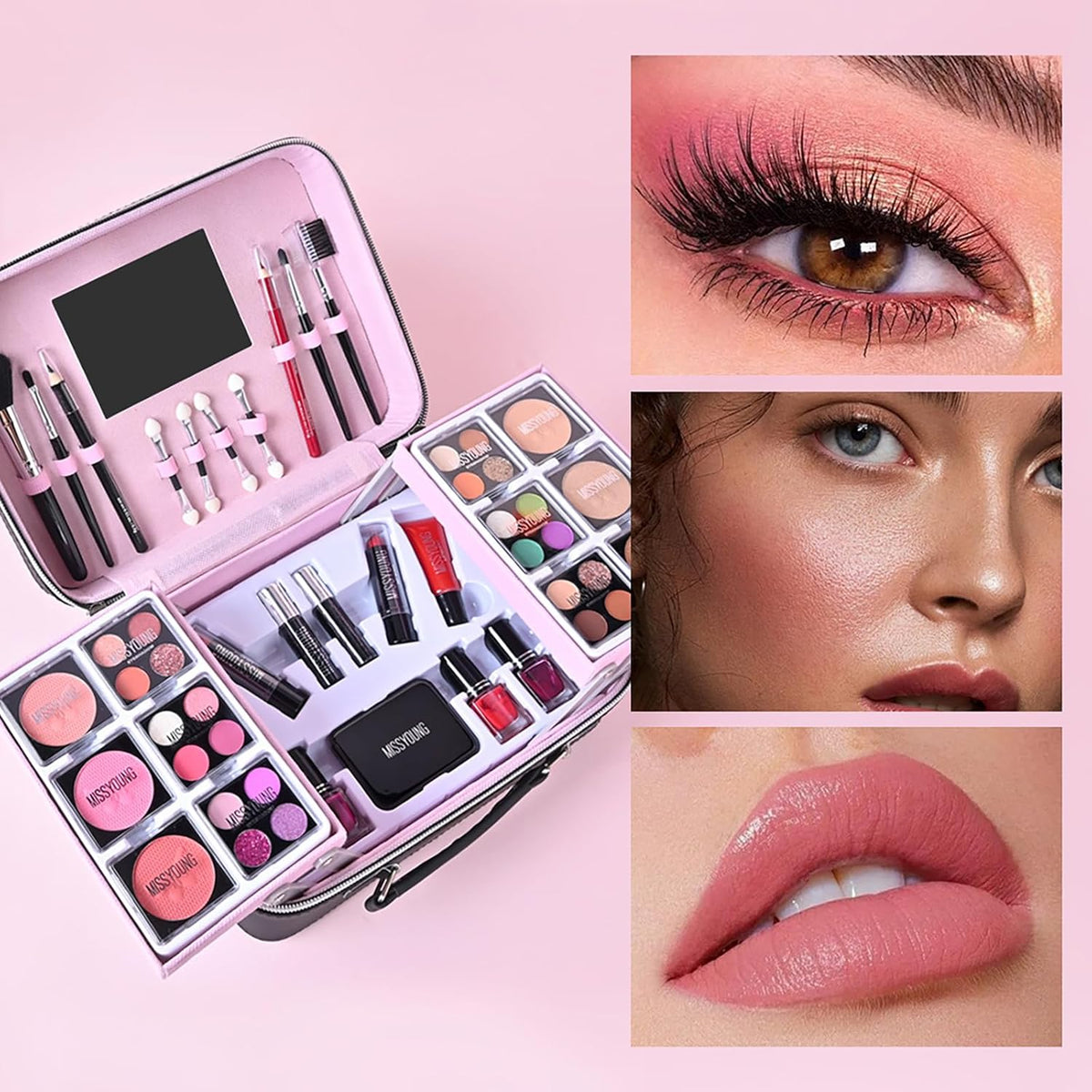 Wisnewth Kit de maquillaje todo en uno con estuche de almacenamient...