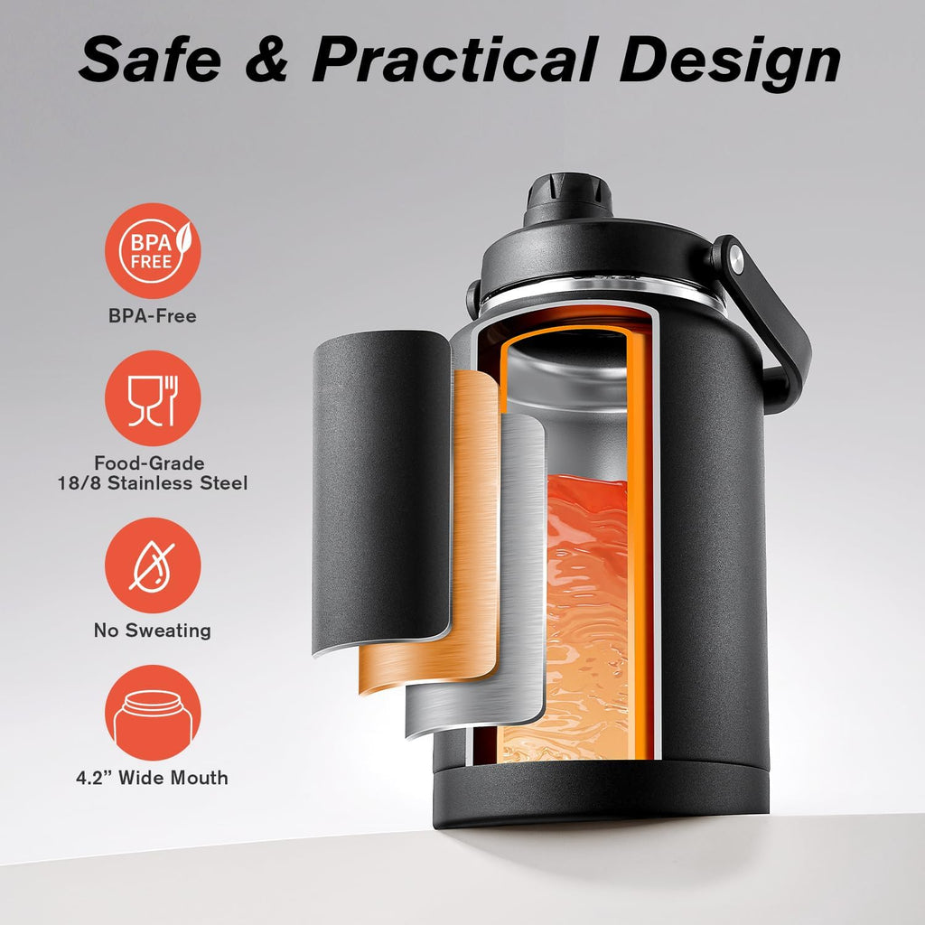 Coolflask Titan - Botella de agua aislada con tapa de boquilla de asa
