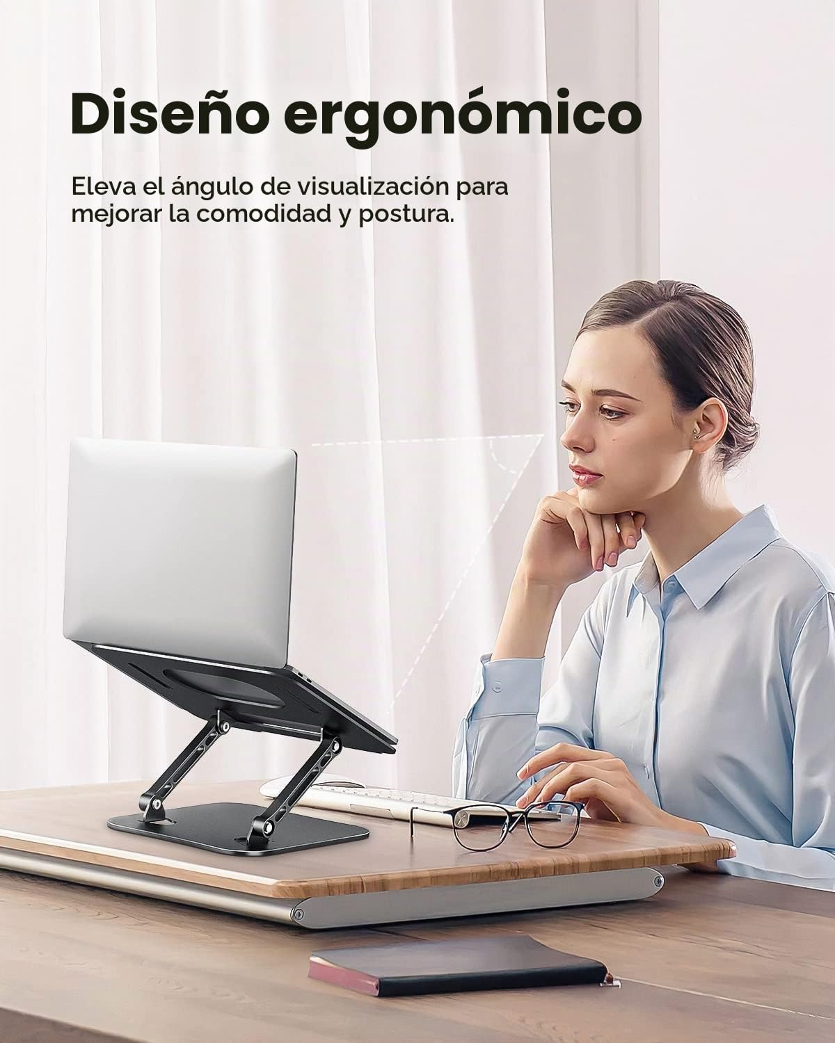 JOIOT Soporte ajustable de aluminio para portátil, elevador ergonóm...