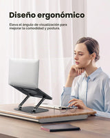 JOIOT Soporte ajustable de aluminio para portátil, elevador ergonóm...
