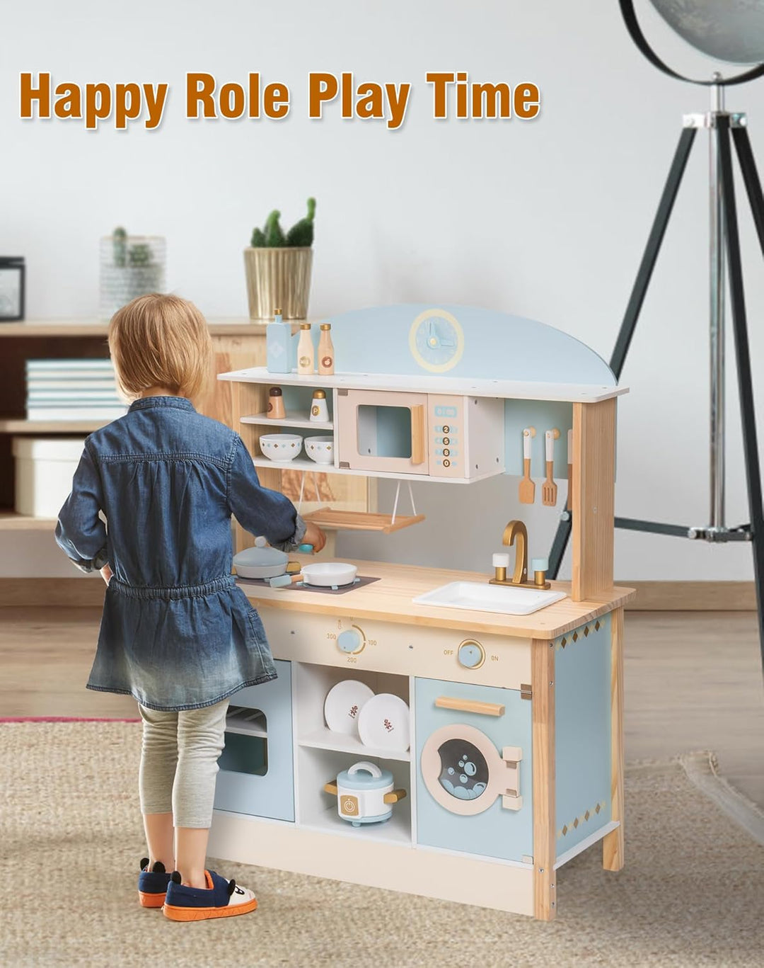 ROBOTIME Cocina de madera para niños, juego de cocina de juguete pa...