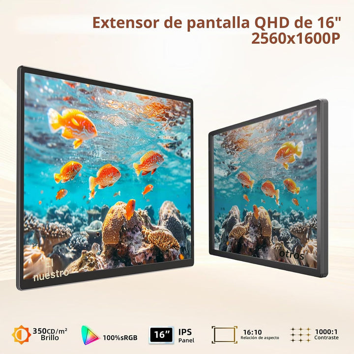 ROYY - Extensor de pantalla para portátil de 2.5 K, monitor portáti...