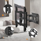 Montura de pared para TV de movimiento completo ultra delgada para la mayoría de televisores planos/curvos de 37"-90", soporte giratorio con inclinación con 6 brazos articulados, soporta 54.4