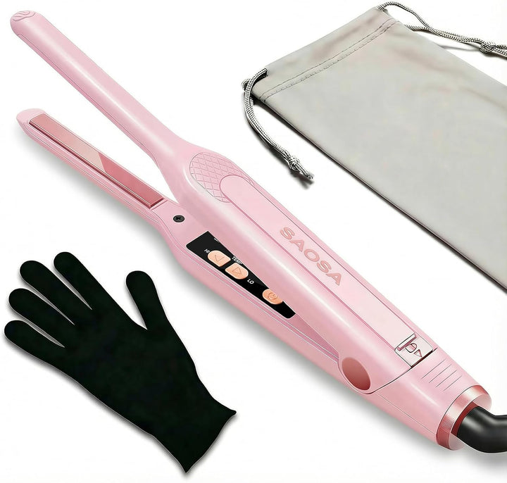 SAOSA Mini plancha plana para cabello corto, alisador y rizador de...