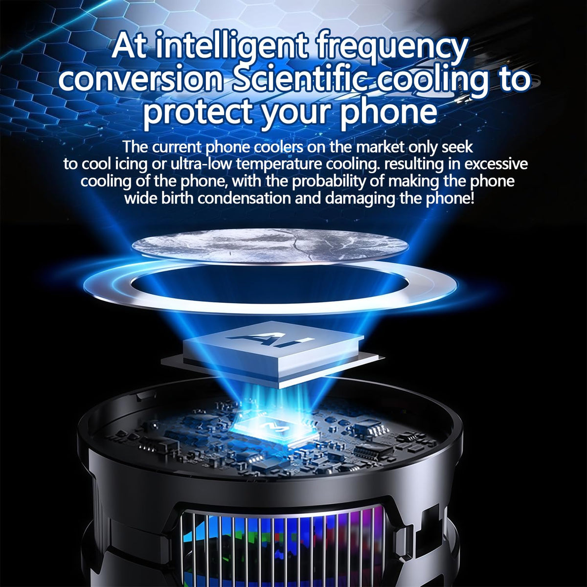 Mag-Safe - Enfriador de teléfono para juegos, ventilador de refrigeración de iPhone celular para clima cálido, enfriador móvil RGB portátil para funda celular, ventilador para teléfono, iPad, mantener el teléfono fresco, para iPhone/teléfono de la serie