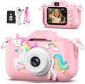 Juguetes de cámara selfie para niñas de 3 a 9 años, juguete de cámara de video digital con cubierta protectora, regalos de festival de cumpleaños de Navidad para niñas de 3 a 9 años