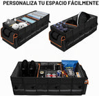 Organizador y almacenamiento para maletero de automóvil con tapa y bolsa enfriadora extraíble a prueba de fugas, accesorios para automóvil, 6 divisores extraíbles para espacio personalizado