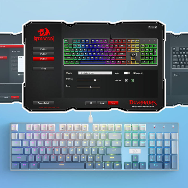 Redragon K556 SE teclado mecánico para juegos con cable y luz poste...