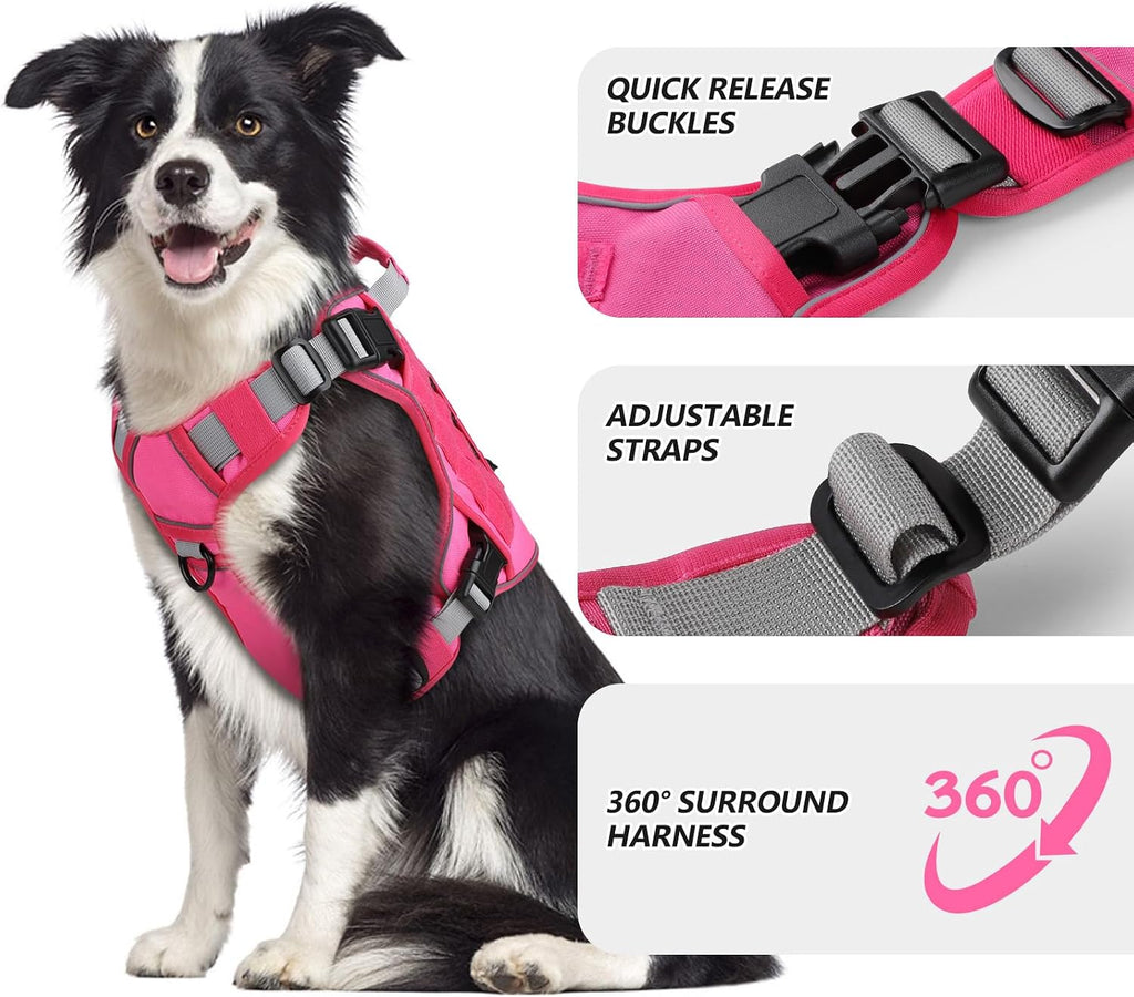 Correa para perro y arnés táctico para perro, juego reflectante resistente para entrenamiento de caminar