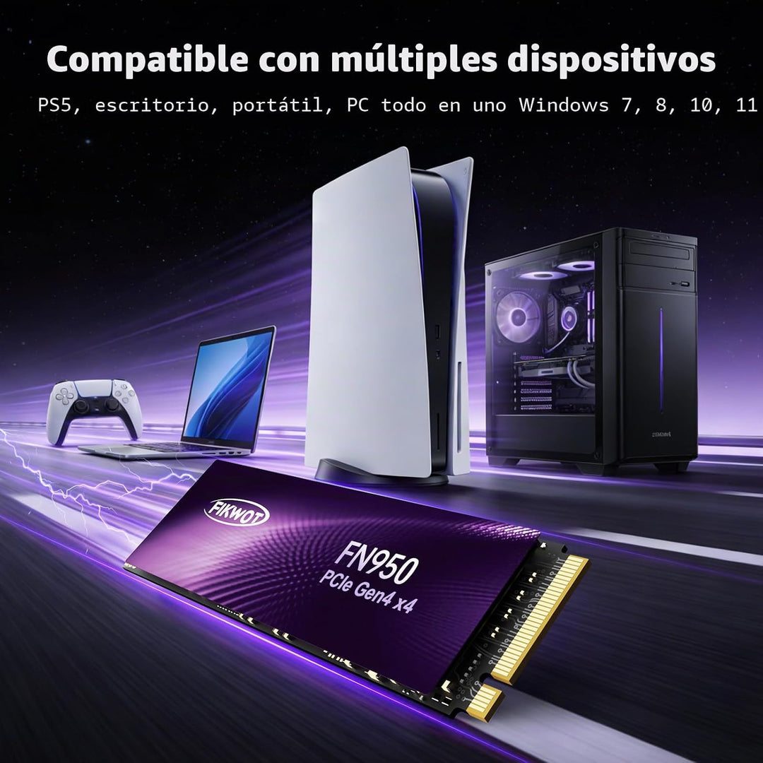 Fikwot FN950 1TB NVMe SSD PCIe Gen4x4 M.2 2280, lectura de hasta 50...