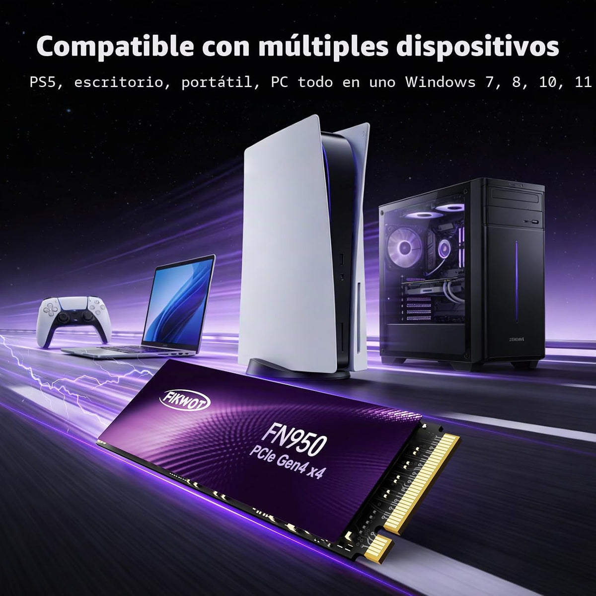 Fikwot FN950 1TB NVMe SSD PCIe Gen4x4 M.2 2280, lectura de hasta 50...