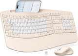 Combo de teclado y mouse inalámbricos, teclas onduladas de tamaño c...