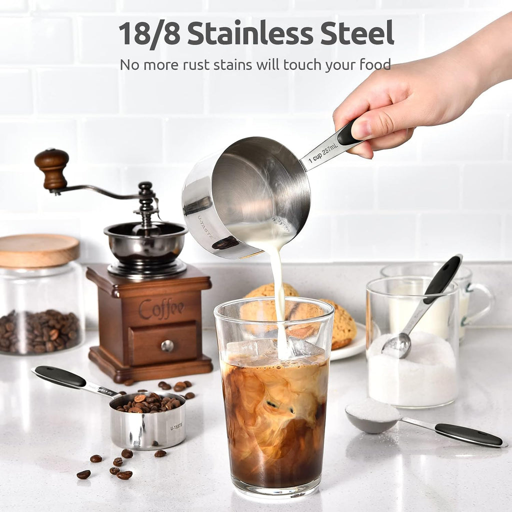 U-Taste Juego de cucharas de tazas medidoras, acero inoxidable 18/8, 12