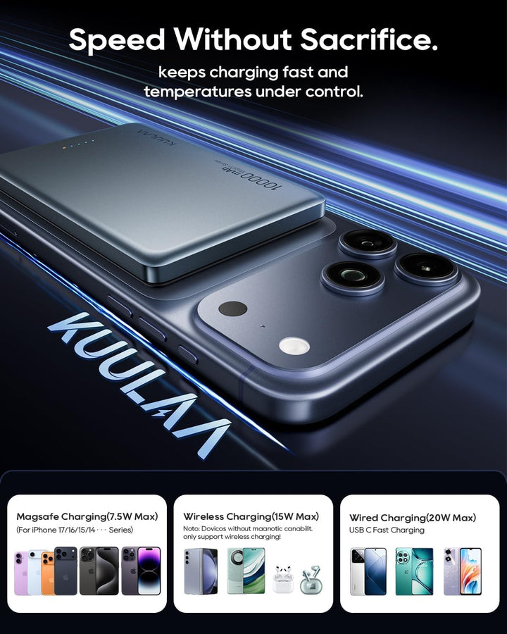 Kuulaa Cargador portátil magnético de 10000 mAh, batería Magsafe de...