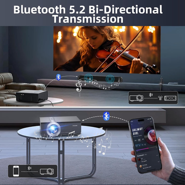 Proyector [Enfoque Eléctrico\/Auto Keystone] con WiFi y Bluetooth,...