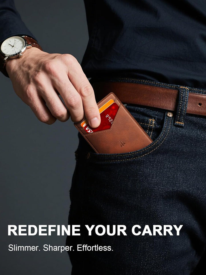 Ruiici Cartera para hombre, delgada y minimalista con clip para din...