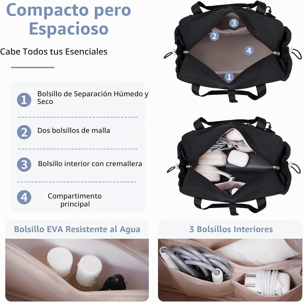 ECOHUB Bolsa de gimnasio pequeña para mujer, mini bolsa de lona con
