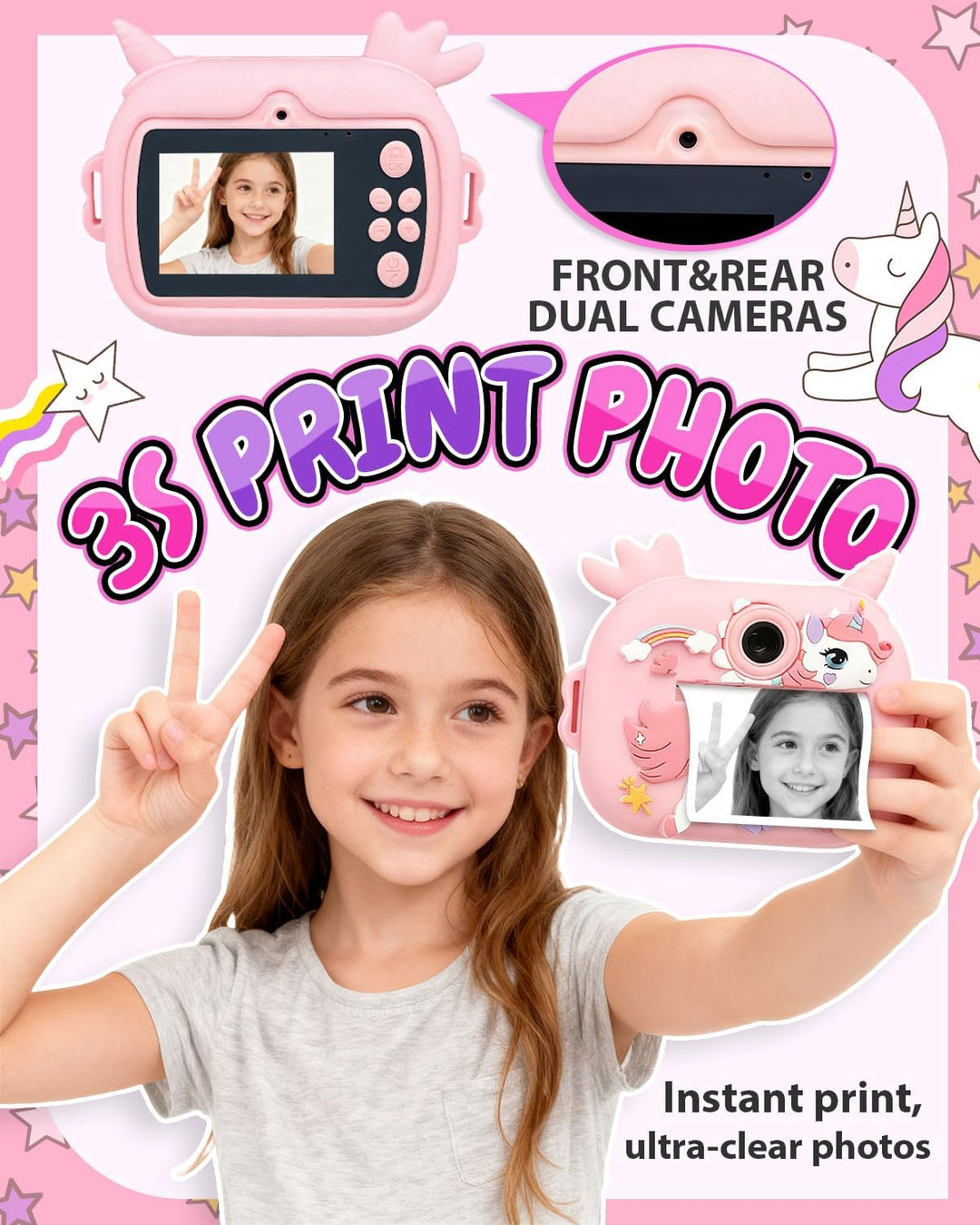 Cámara para niños con impresión instantánea, cámaras instantáneas d...