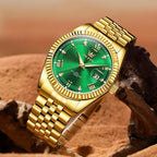 OLEVS Reloj Clásico para Hombre Diamante Analógico Lujo Acero Inoxidable a Dos Tonos Resistente al Agua con Fecha Luminous para Hombres