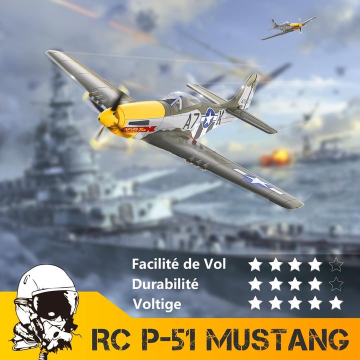 HAWK'S WORK Avión RC P-51D Mustang de 500mm, Avión de guerra a...