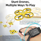 2025 Dron mejorado controlado a mano para niños, aeronave somatosensorial con control de reloj inteligente, aeronave de detección de gestos, control remoto LED genial, flips de 360°, cuadricóptero