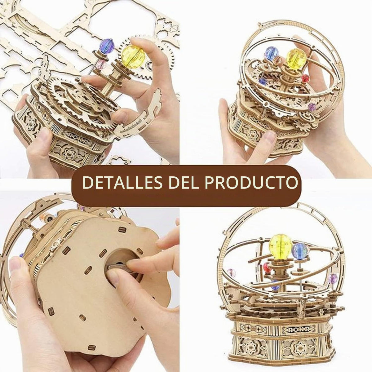 ROKR Rompecabezas 3D de madera para adultos, caja de música mecánica - Noche estrellada, kits de construcción de modelo de caja de música giratoria para adolescentes, manualidades/aficiones/regalos