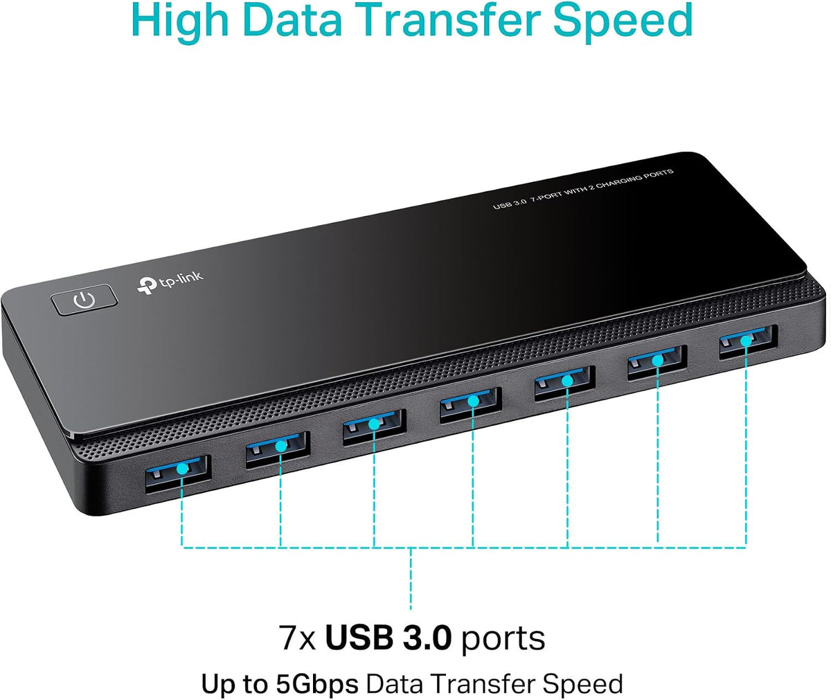 TP-Link, UH720, hub USB 3.0 de 7 puertos, alimentado, adaptador 5V/2.4A