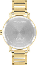 Movado Bold Reloj para mujer bañado en oro con cristales - Movimiento de cuarzo suizo, resistencia al agua de 3 ATM pieza de lujo - Regalo para ella - 34mm