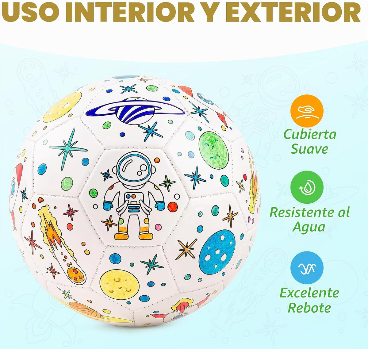 EVERICH TOY - Pinta tu propia pelota de fútbol, juguetes de astronauta, regalo de fútbol para niños