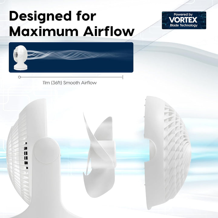 IRIS USA WOOZOO Ventilador de escritorio mediano, oscilante, inclin...