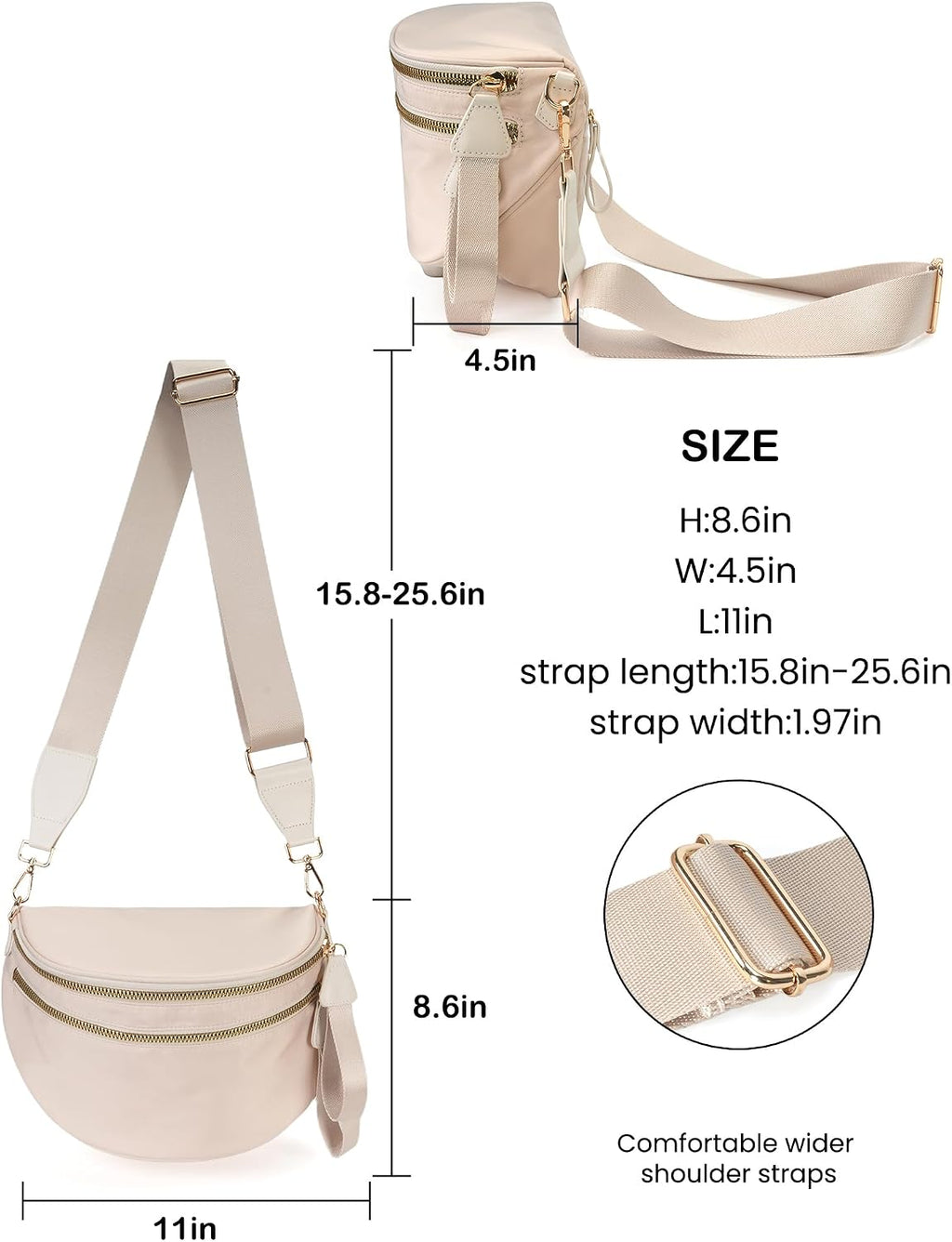 Bolso cruzado espacioso de nylon, bolsa de cintura, bolsos, billeteras, carteras de moda, bolso de hombro para mujer